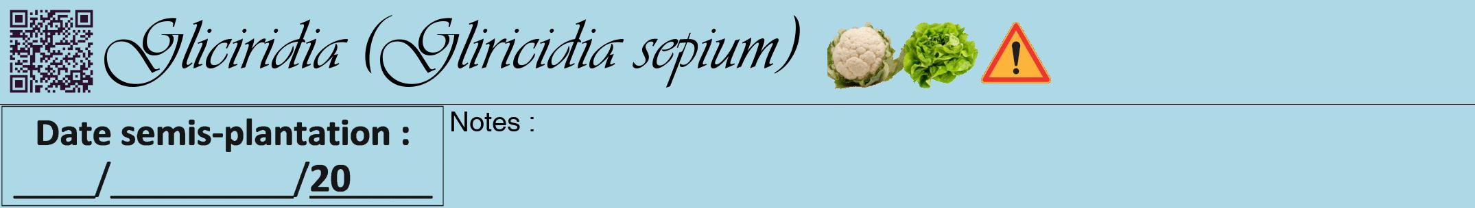 Étiquette de : Gliricidia sepium - format a - style noire0viv avec qrcode et comestibilité simplifiée