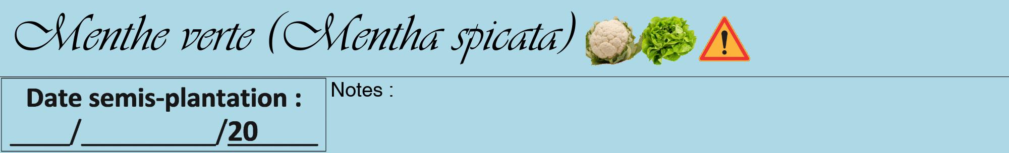 Étiquette de : Mentha spicata - format a - style noire0viv avec comestibilité simplifiée