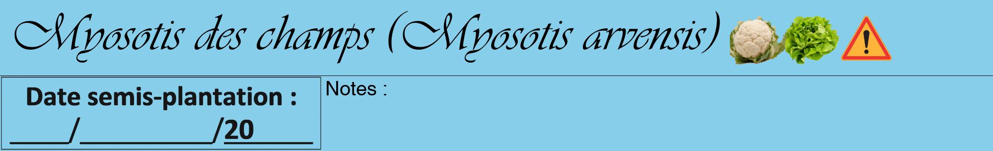 Étiquette de : Myosotis arvensis - format a - style noire1viv avec comestibilité simplifiée