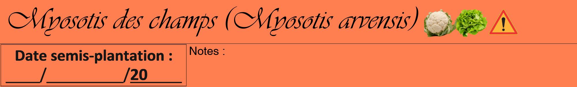 Étiquette de : Myosotis arvensis - format a - style noire24basiqueviv avec comestibilité simplifiée