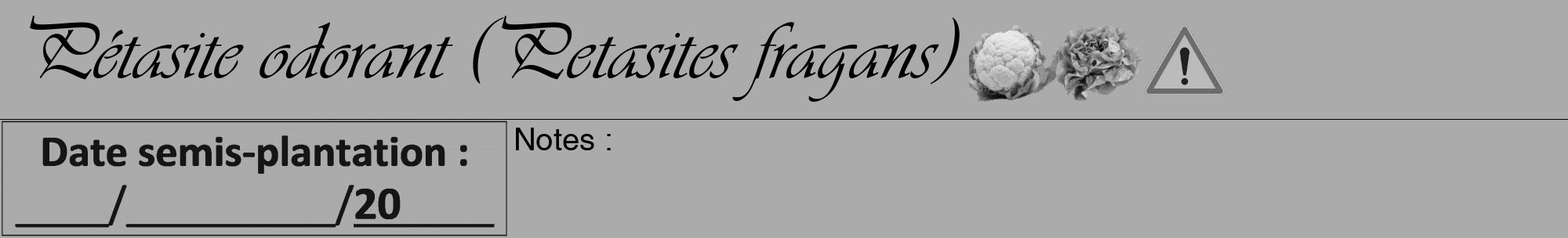 Étiquette de : Petasites fragans - format a - style noire37viv avec comestibilité simplifiée