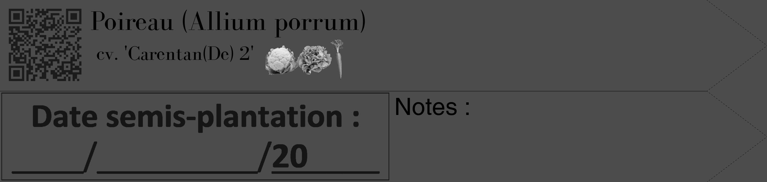 Étiquette de : Allium porrum cv. 'Carentan(De) 2' - format c - style noire27_simple_simplebod avec qrcode et comestibilité simplifiée
