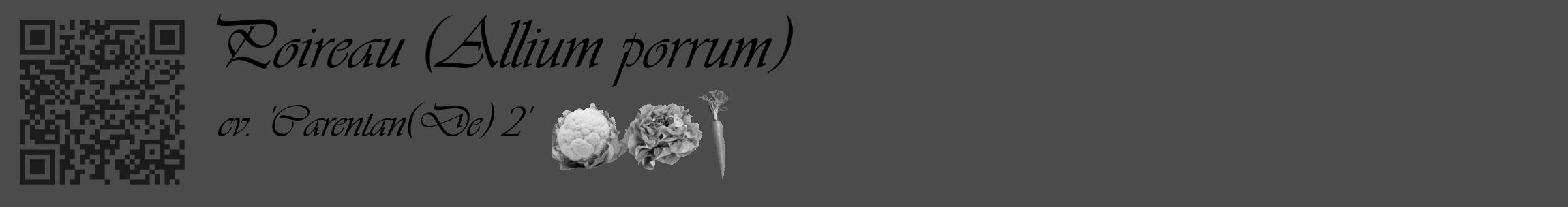 Étiquette de : Allium porrum cv. 'Carentan(De) 2' - format c - style noire9_basique_basiqueviv avec qrcode et comestibilité simplifiée