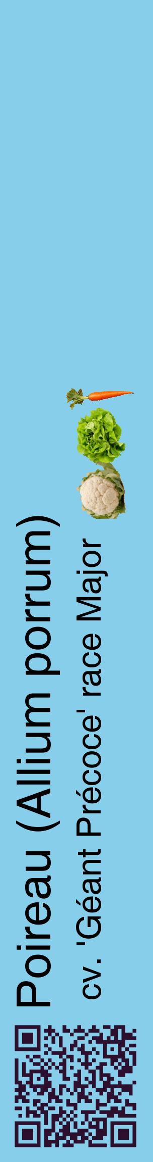 Étiquette de : Allium porrum cv. 'Géant Précoce' race Major - format c - style noire1_basiquehel avec qrcode et comestibilité simplifiée