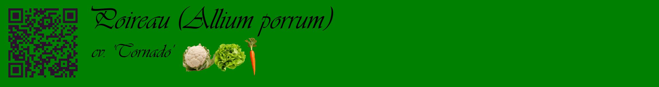 Étiquette de : Allium porrum cv. 'Tornado' - format c - style noire9basique_basique_basiqueviv avec qrcode et comestibilité simplifiée