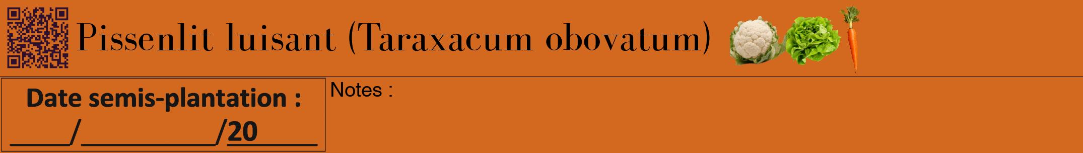 Étiquette de : Taraxacum obovatum - format a - style noire31bod avec qrcode et comestibilité simplifiée