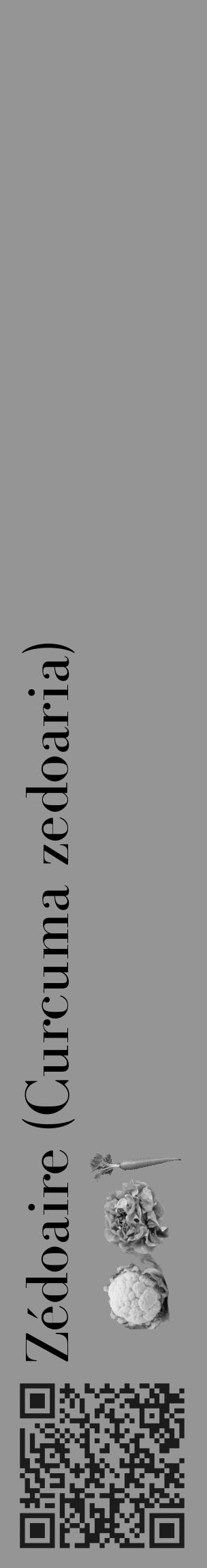 Étiquette de : Curcuma zedoaria - format c - style noire16_basique_basiquebod avec qrcode et comestibilité simplifiée - position verticale