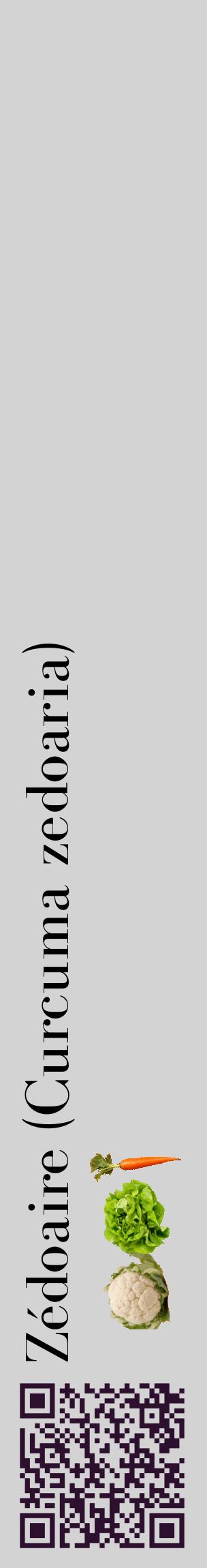 Étiquette de : Curcuma zedoaria - format c - style noire56_basiquebod avec qrcode et comestibilité simplifiée