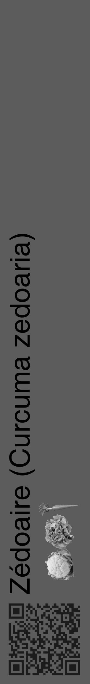 Étiquette de : Curcuma zedoaria - format c - style noire49_basique_basiquehel avec qrcode et comestibilité simplifiée - position verticale