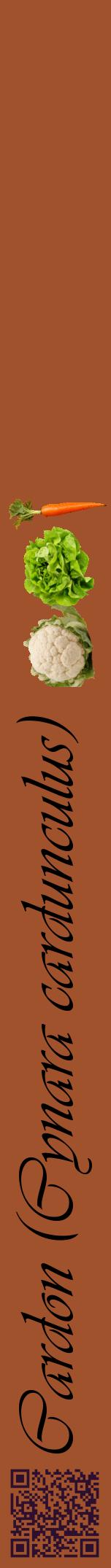 Étiquette de : Cynara cardunculus - format a - style noire32viv avec qrcode et comestibilité simplifiée