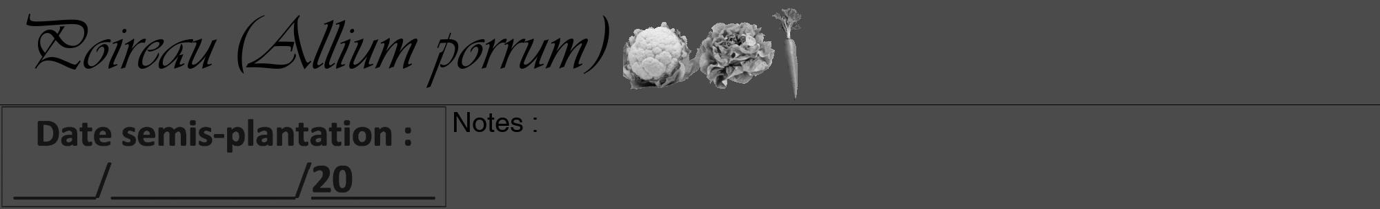 Étiquette de : Allium porrum - format a - style noire9viv avec comestibilité simplifiée