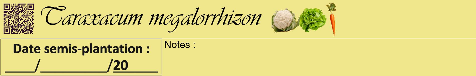 Étiquette de : Taraxacum megalorrhizon - format a - style noire20basiqueviv avec qrcode et comestibilité simplifiée