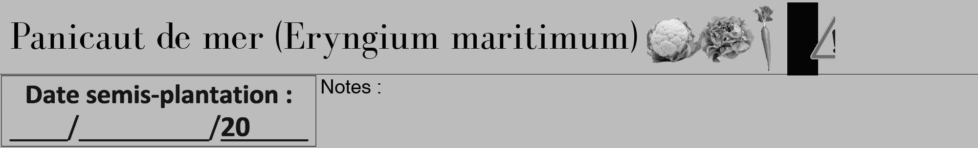 Étiquette de : Eryngium maritimum - format a - style noire1bod avec comestibilité simplifiée
