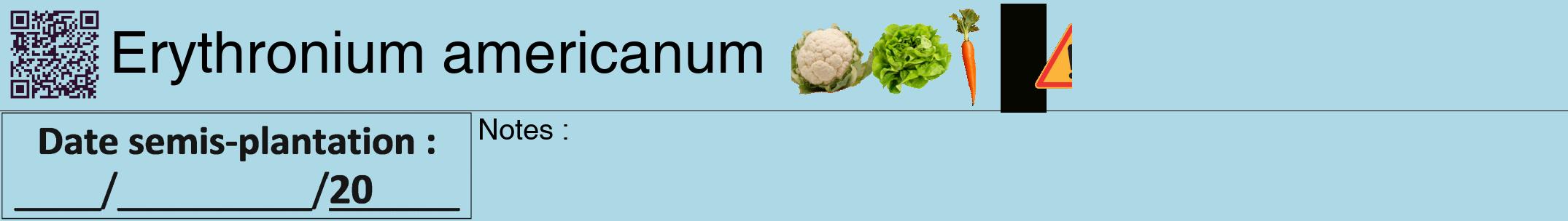 Étiquette de : Erythronium americanum - format a - style noire0hel avec qrcode et comestibilité simplifiée