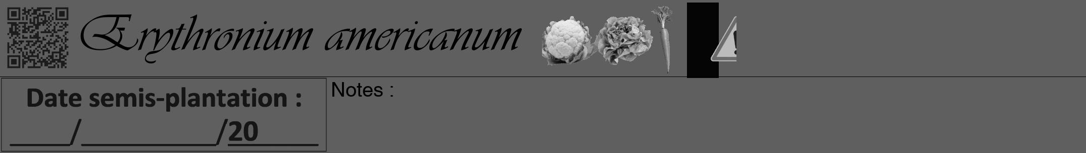Étiquette de : Erythronium americanum - format a - style noire10simpleviv avec qrcode et comestibilité simplifiée