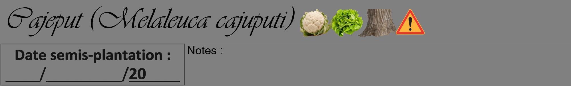 Étiquette de : Melaleuca cajuputi - format a - style noire57viv avec comestibilité simplifiée