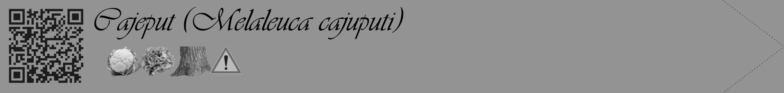 Étiquette de : Melaleuca cajuputi - format c - style noire44_simple_simpleviv avec qrcode et comestibilité simplifiée