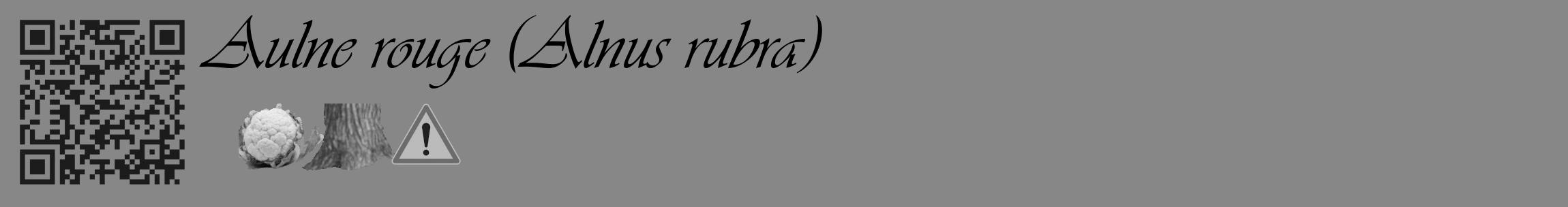 Étiquette de : Alnus rubra - format c - style noire12_basique_basiqueviv avec qrcode et comestibilité simplifiée