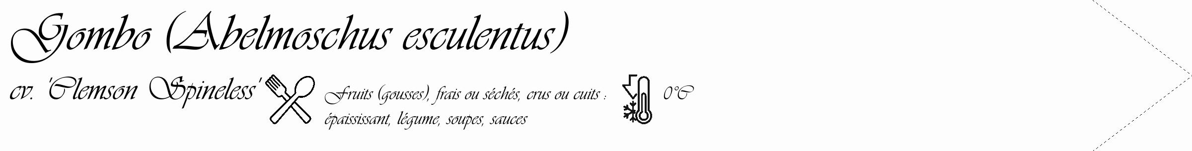 Étiquette de : Abelmoschus esculentus cv. 'Clemson Spineless' - format c - style noire19_simple_simpleviv avec comestibilité simplifiée