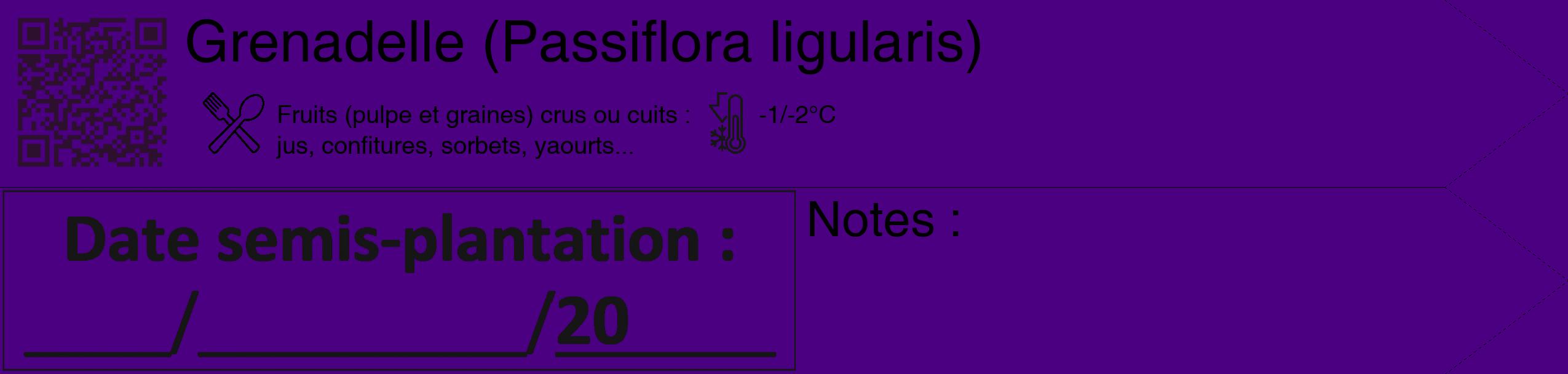 Étiquette de : Passiflora ligularis - format c - style noire47_simple_simplehel avec qrcode et comestibilité simplifiée