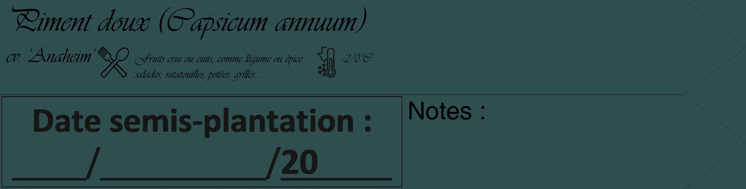 Étiquette de : Capsicum annuum cv. 'Anaheim' - format c - style noire58simple_basique_basiqueviv avec comestibilité simplifiée