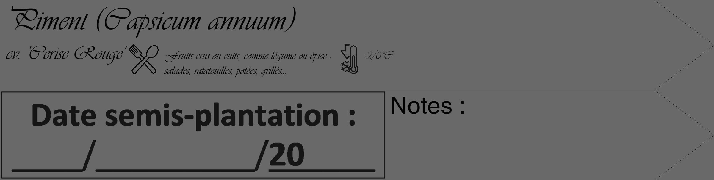 Étiquette de : Capsicum annuum cv. 'Cerise Rouge' - format c - style noire51_simple_simpleviv avec comestibilité simplifiée