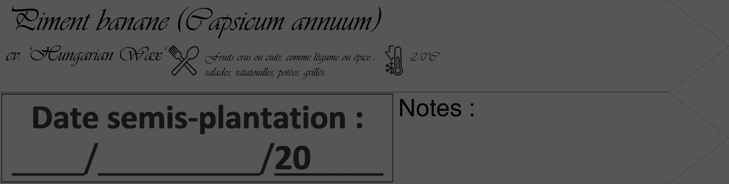 Étiquette de : Capsicum annuum cv. 'Hungarian Wax' - format c - style noire45_simple_simpleviv avec comestibilité simplifiée