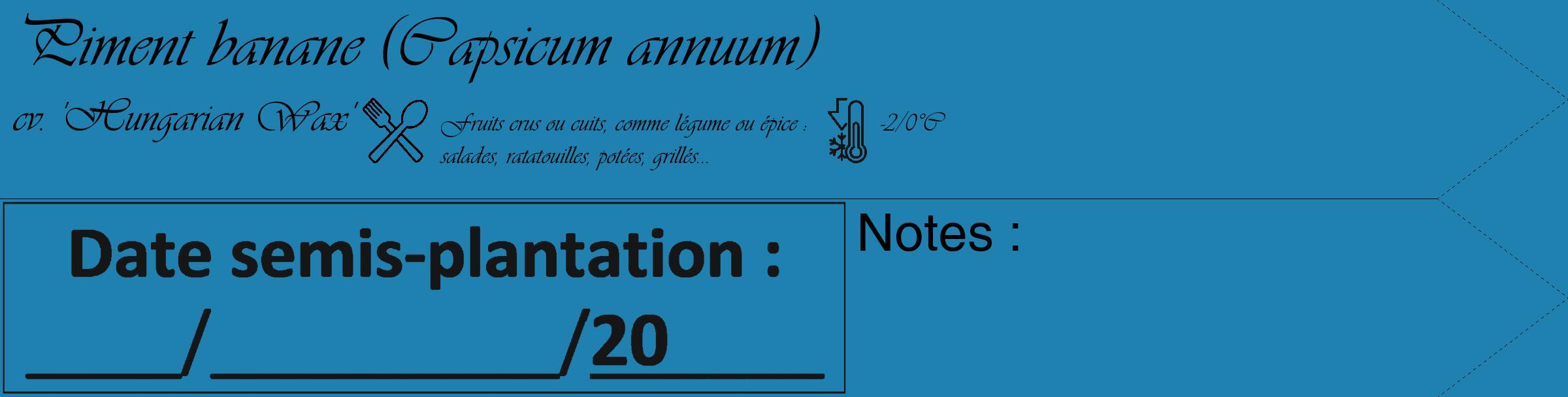 Étiquette de : Capsicum annuum cv. 'Hungarian Wax' - format c - style noire6_simple_simpleviv avec comestibilité simplifiée