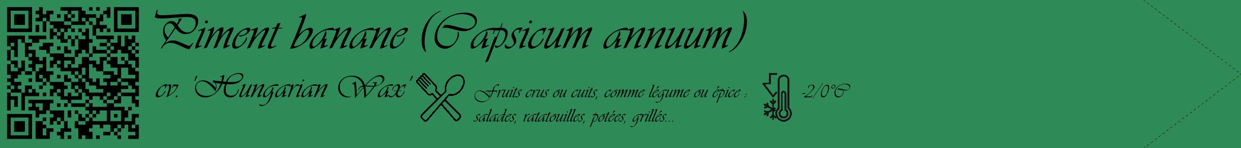 Étiquette de : Capsicum annuum cv. 'Hungarian Wax' - format c - style noire11simple_basique_basiqueviv avec qrcode et comestibilité simplifiée