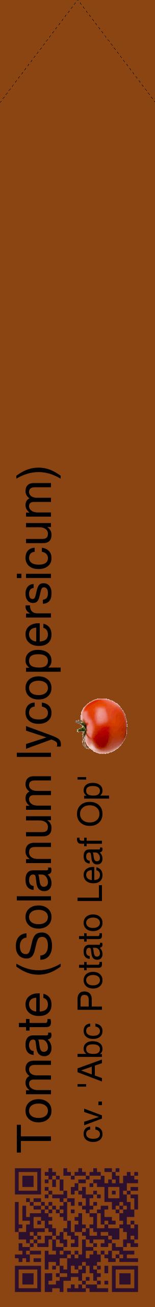 Étiquette de : Solanum lycopersicum cv. 'Abc Potato Leaf Op' - format c - style noire30_simplehel avec qrcode et comestibilité simplifiée