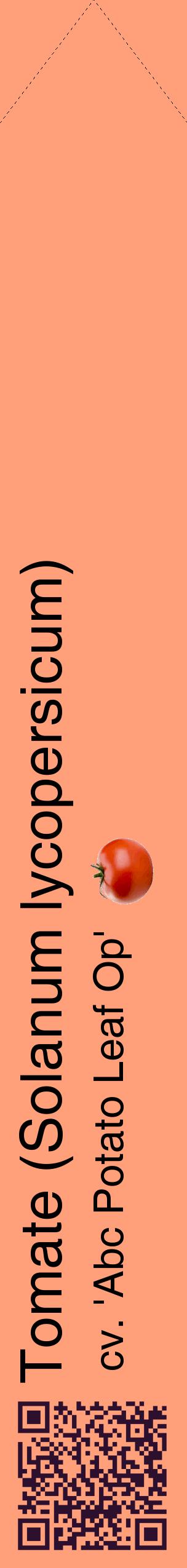 Étiquette de : Solanum lycopersicum cv. 'Abc Potato Leaf Op' - format c - style noire39_simplehel avec qrcode et comestibilité simplifiée