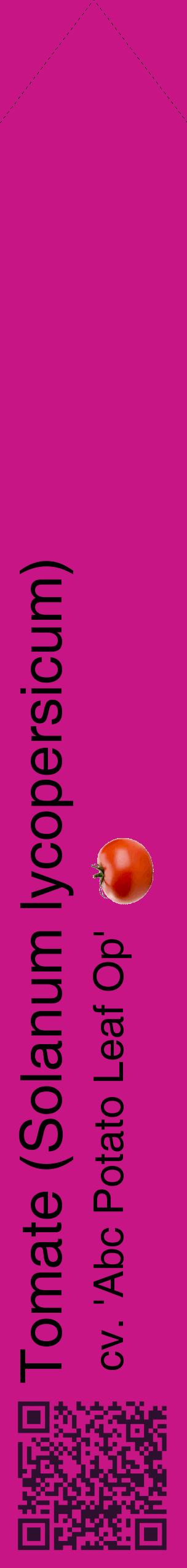 Étiquette de : Solanum lycopersicum cv. 'Abc Potato Leaf Op' - format c - style noire45_simplehel avec qrcode et comestibilité simplifiée