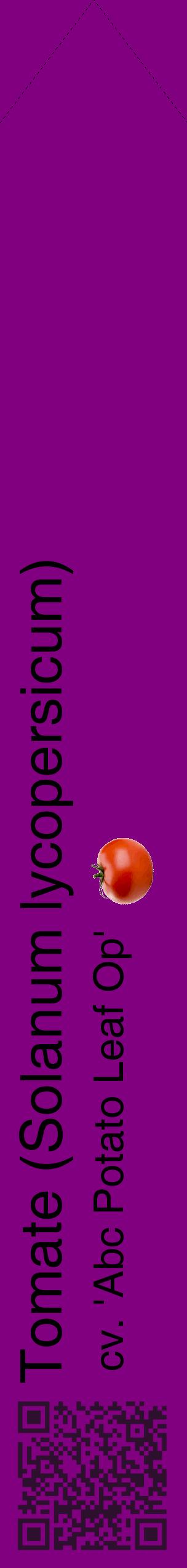 Étiquette de : Solanum lycopersicum cv. 'Abc Potato Leaf Op' - format c - style noire46_simplehel avec qrcode et comestibilité simplifiée