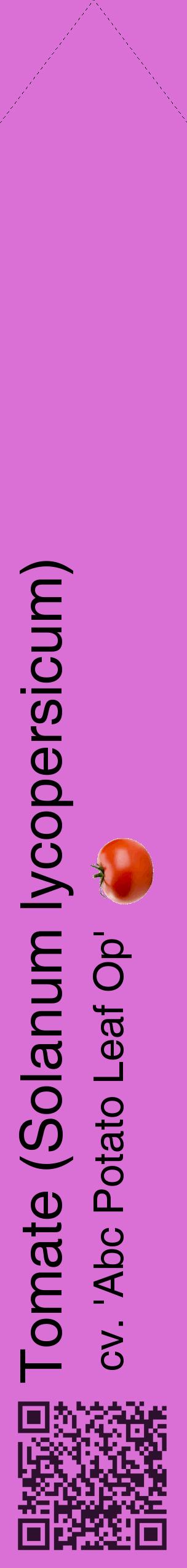 Étiquette de : Solanum lycopersicum cv. 'Abc Potato Leaf Op' - format c - style noire52_simplehel avec qrcode et comestibilité simplifiée