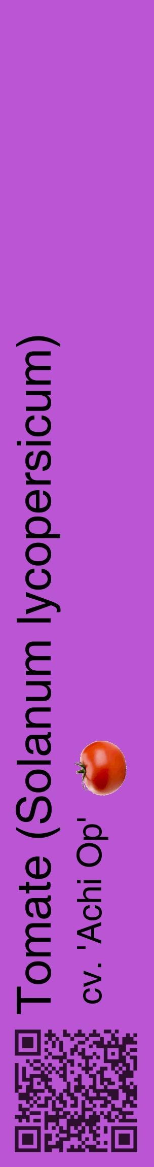 Étiquette de : Solanum lycopersicum cv. 'Achi Op' - format c - style noire50_basiquehel avec qrcode et comestibilité simplifiée