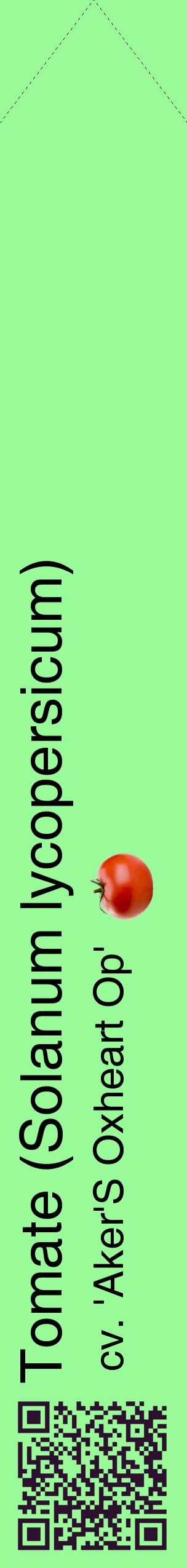 Étiquette de : Solanum lycopersicum cv. 'Aker'S Oxheart Op' - format c - style noire14_simplehel avec qrcode et comestibilité simplifiée
