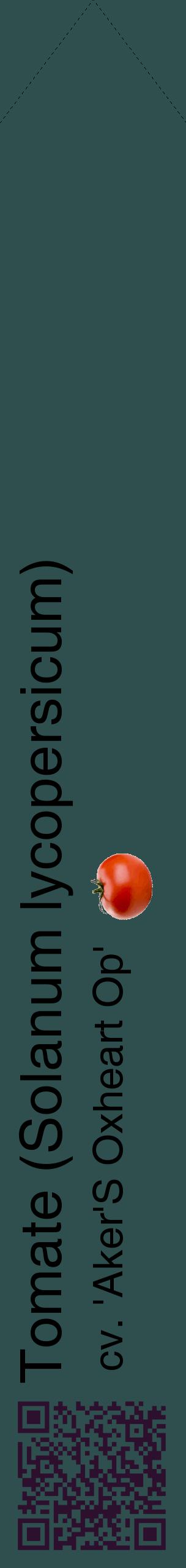 Étiquette de : Solanum lycopersicum cv. 'Aker'S Oxheart Op' - format c - style noire58_simplehel avec qrcode et comestibilité simplifiée
