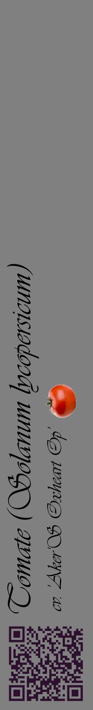 Étiquette de : Solanum lycopersicum cv. 'Aker'S Oxheart Op' - format c - style noire57_basiqueviv avec qrcode et comestibilité simplifiée
