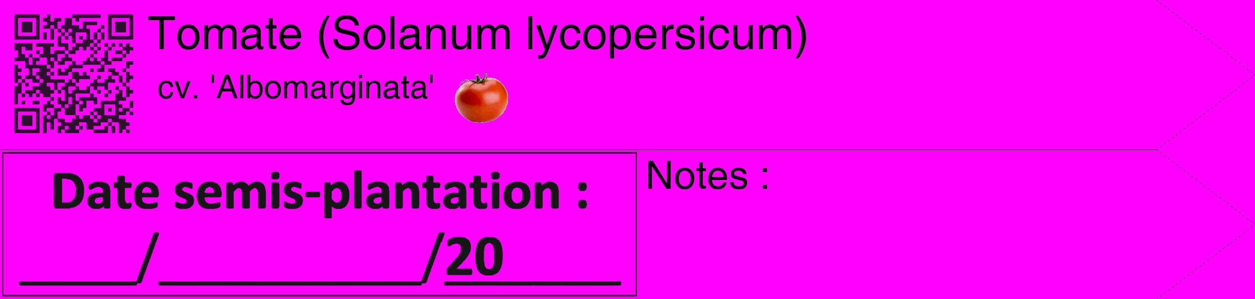 Étiquette de : Solanum lycopersicum cv. 'Albomarginata' - format c - style noire51_simple_simplehel avec qrcode et comestibilité simplifiée