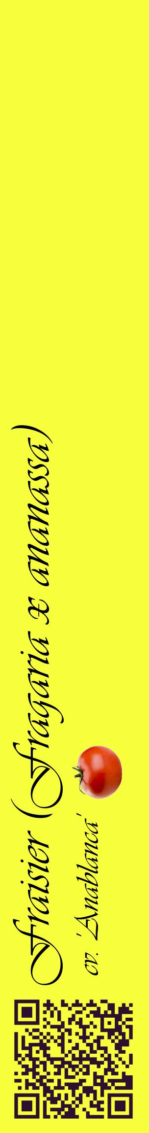 Étiquette de : Fragaria x ananassa cv. 'Anablanca' - format c - style noire18_basiqueviv avec qrcode et comestibilité simplifiée