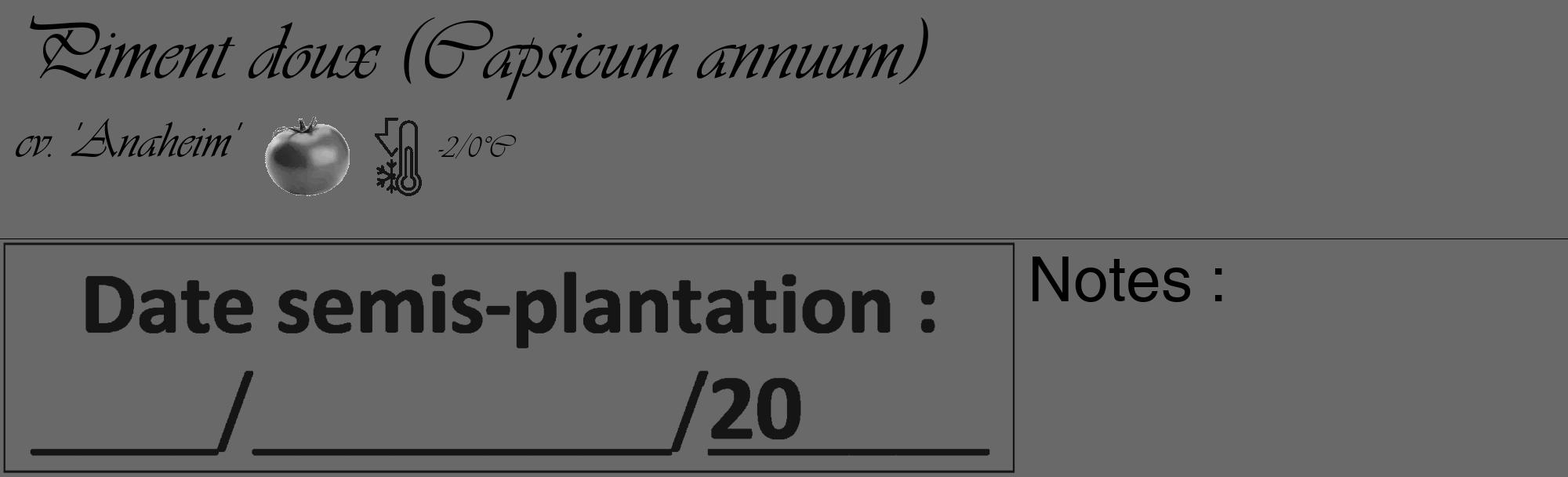 Étiquette de : Capsicum annuum cv. 'Anaheim' - format c - style noire11_basique_basiqueviv avec comestibilité simplifiée
