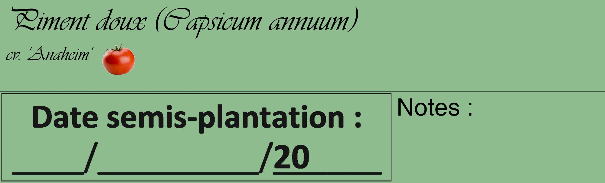 Étiquette de : Capsicum annuum cv. 'Anaheim' - format c - style noire13_basique_basiqueviv avec comestibilité simplifiée