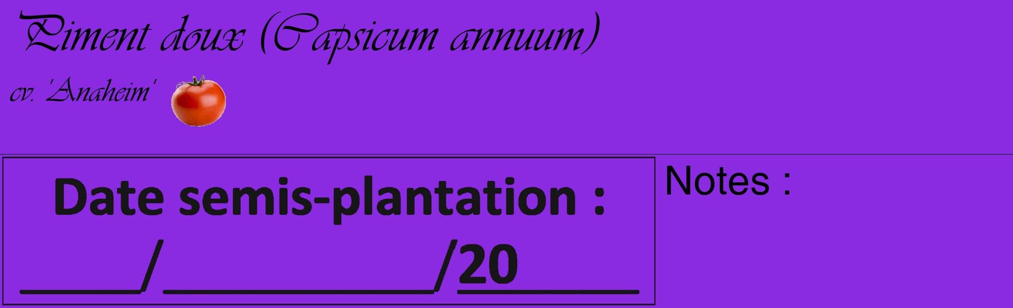 Étiquette de : Capsicum annuum cv. 'Anaheim' - format c - style noire49_basique_basiqueviv avec comestibilité simplifiée