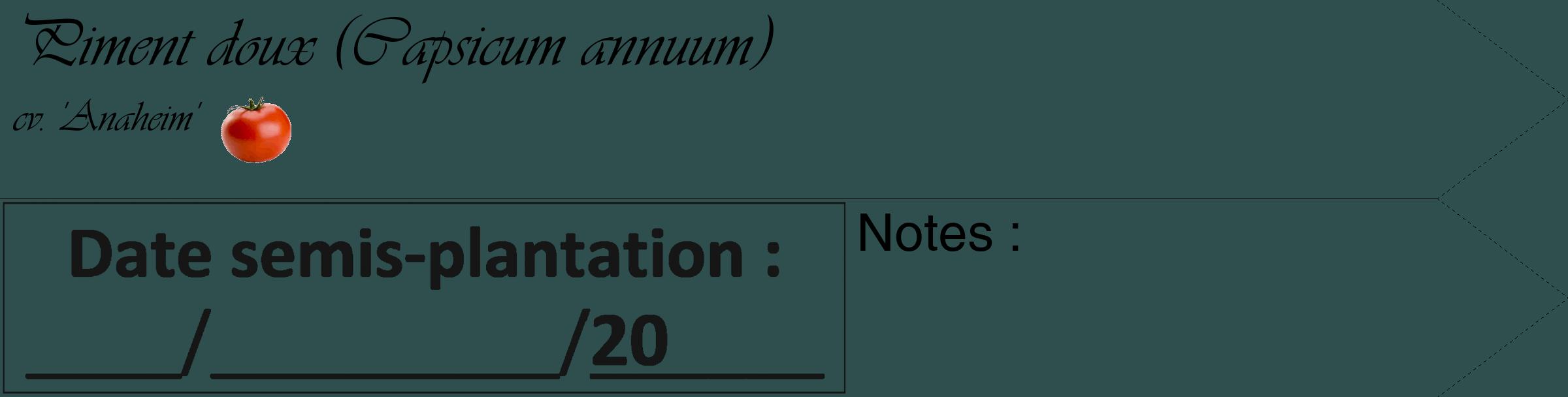 Étiquette de : Capsicum annuum cv. 'Anaheim' - format c - style noire58simple_simple_simpleviv avec comestibilité simplifiée
