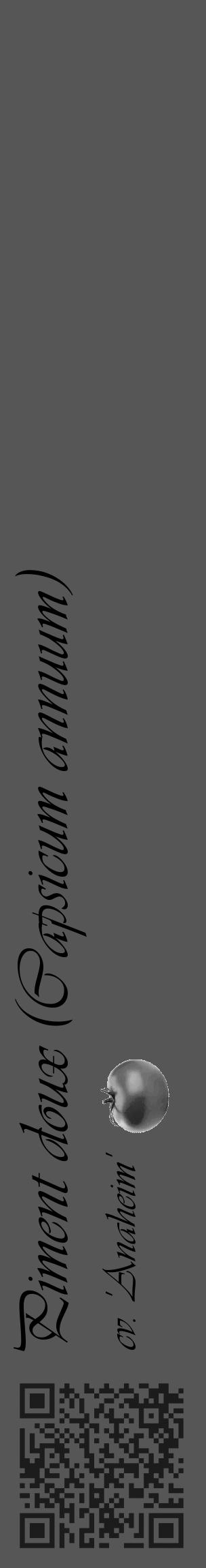 Étiquette de : Capsicum annuum cv. 'Anaheim' - format c - style noire45_basique_basiqueviv avec qrcode et comestibilité simplifiée - position verticale