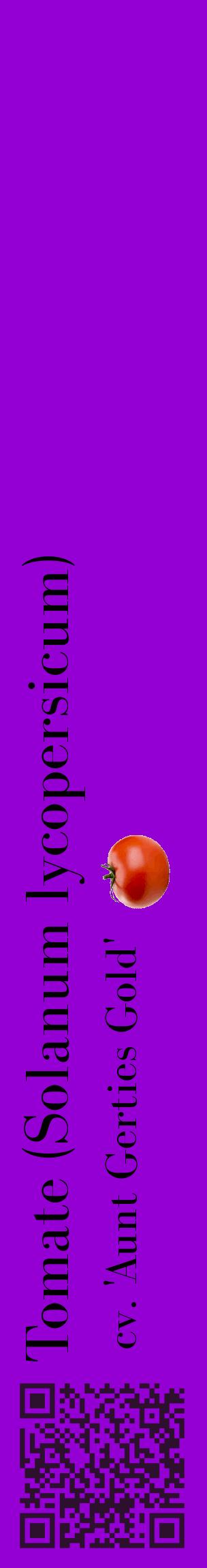 Étiquette de : Solanum lycopersicum cv. 'Aunt Gerties Gold' - format c - style noire48_basiquebod avec qrcode et comestibilité simplifiée