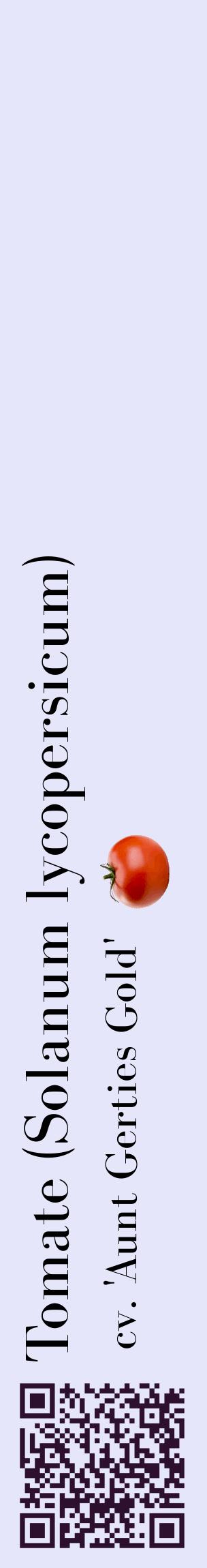 Étiquette de : Solanum lycopersicum cv. 'Aunt Gerties Gold' - format c - style noire55_basiquebod avec qrcode et comestibilité simplifiée