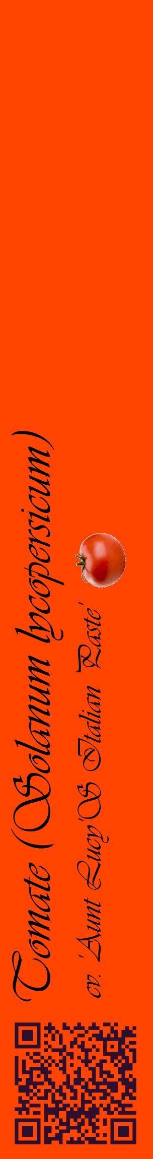 Étiquette de : Solanum lycopersicum cv. 'Aunt Lucy'S Italian Paste' - format c - style noire26_basiqueviv avec qrcode et comestibilité simplifiée