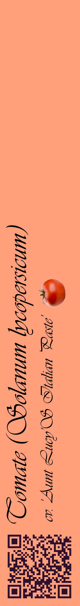 Étiquette de : Solanum lycopersicum cv. 'Aunt Lucy'S Italian Paste' - format c - style noire39_basiqueviv avec qrcode et comestibilité simplifiée