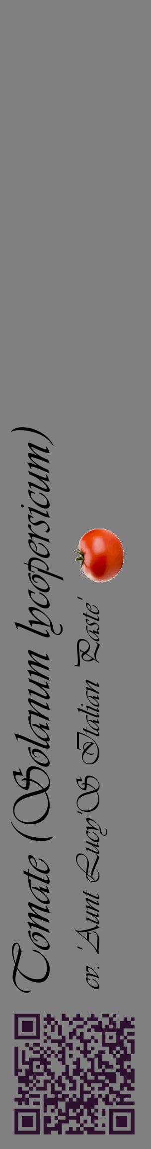 Étiquette de : Solanum lycopersicum cv. 'Aunt Lucy'S Italian Paste' - format c - style noire57_basiqueviv avec qrcode et comestibilité simplifiée